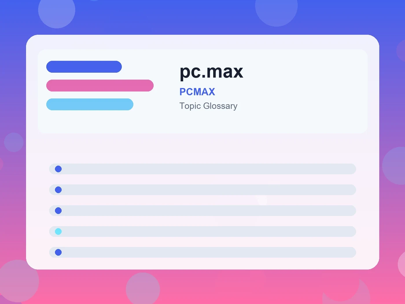 PCMAX pc.max guide visual